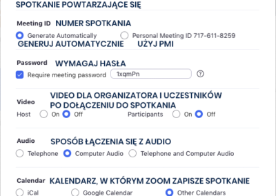 Zoom - planowanie spotkania