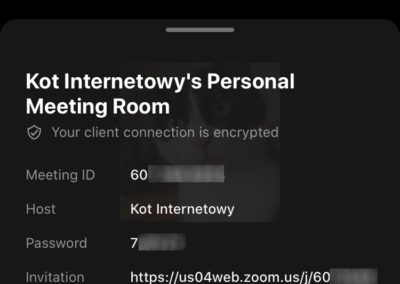 Informacje o spotkaniu (Zoom w wersji mobilnej)