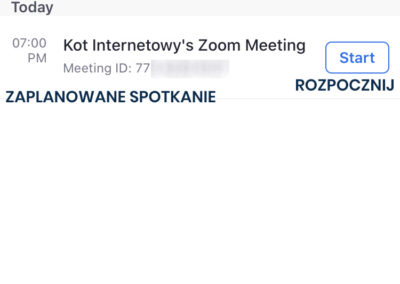 Panel spotkań (Zoom w wersji mobilnej)